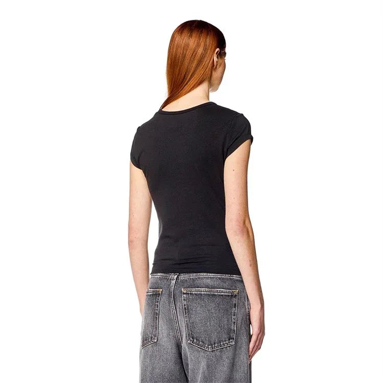 DIESEL Women's Oval D Cut-Out Slim Fit Graphic T-Shirt