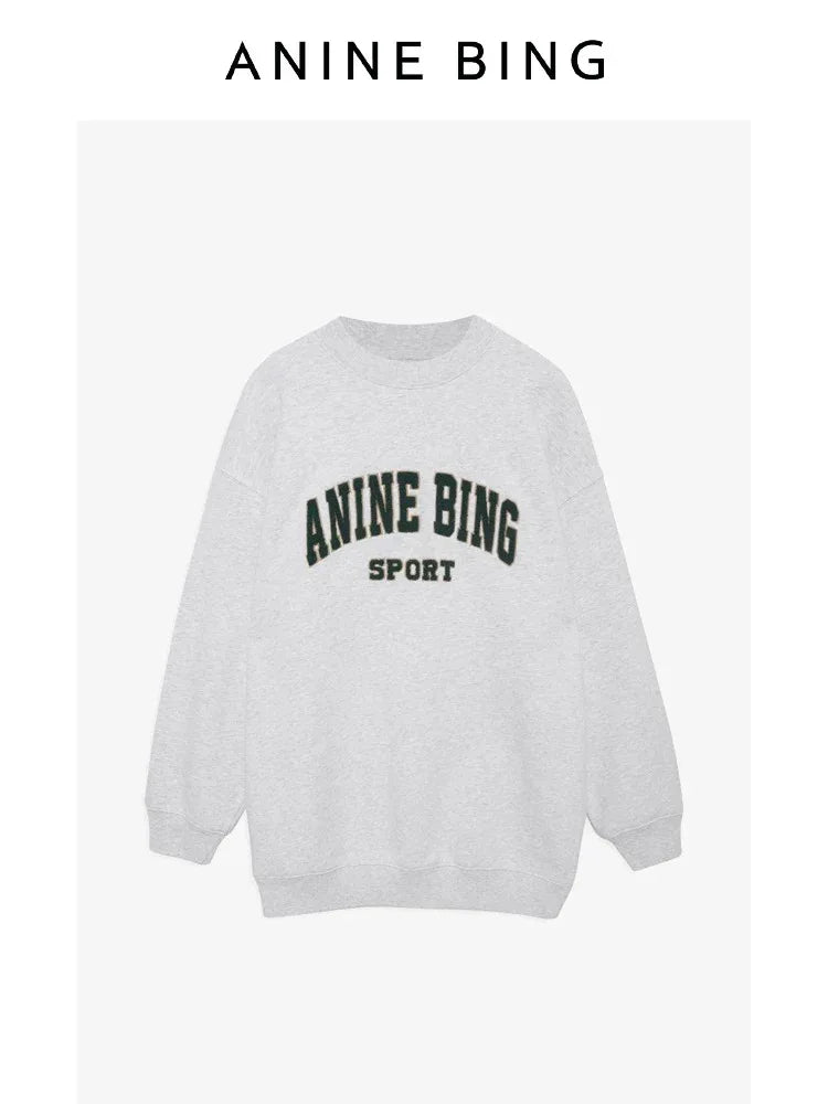 Anine Bing Women's Sport Chenille Logo Oversized Sweatshirt