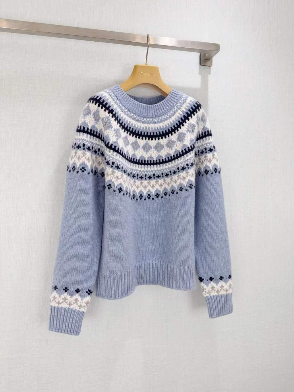 Unisex Fair Isle Knit Sweater with Geometric Patterns and Soft Cotton Blend - SenopekooCLO