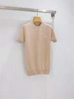 Women's Classic Knit Short Sleeve Top with Button Detail and Ribbed Trim - SenopekooCLO