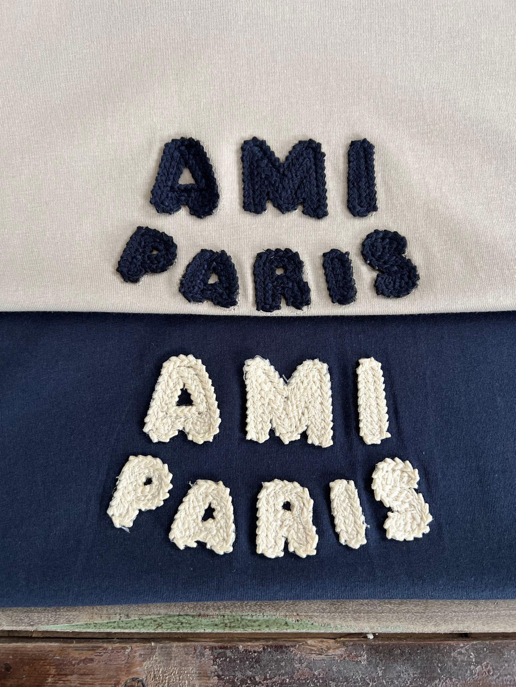 AMI Paris Men's Chenille Logo Relaxed Cotton Tee