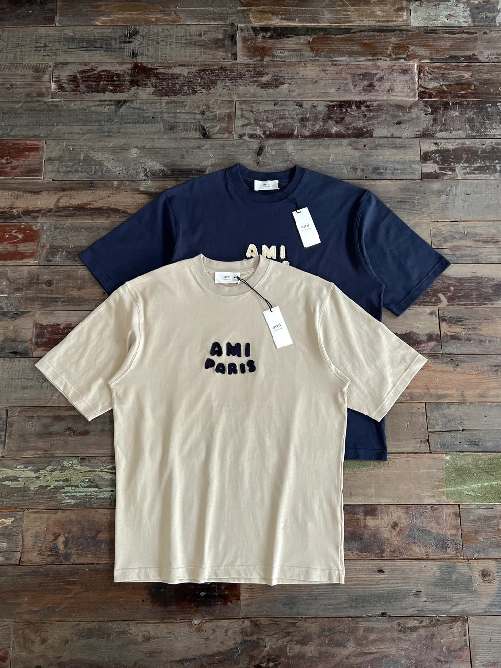 AMI Paris Men's Chenille Logo Relaxed Cotton Tee