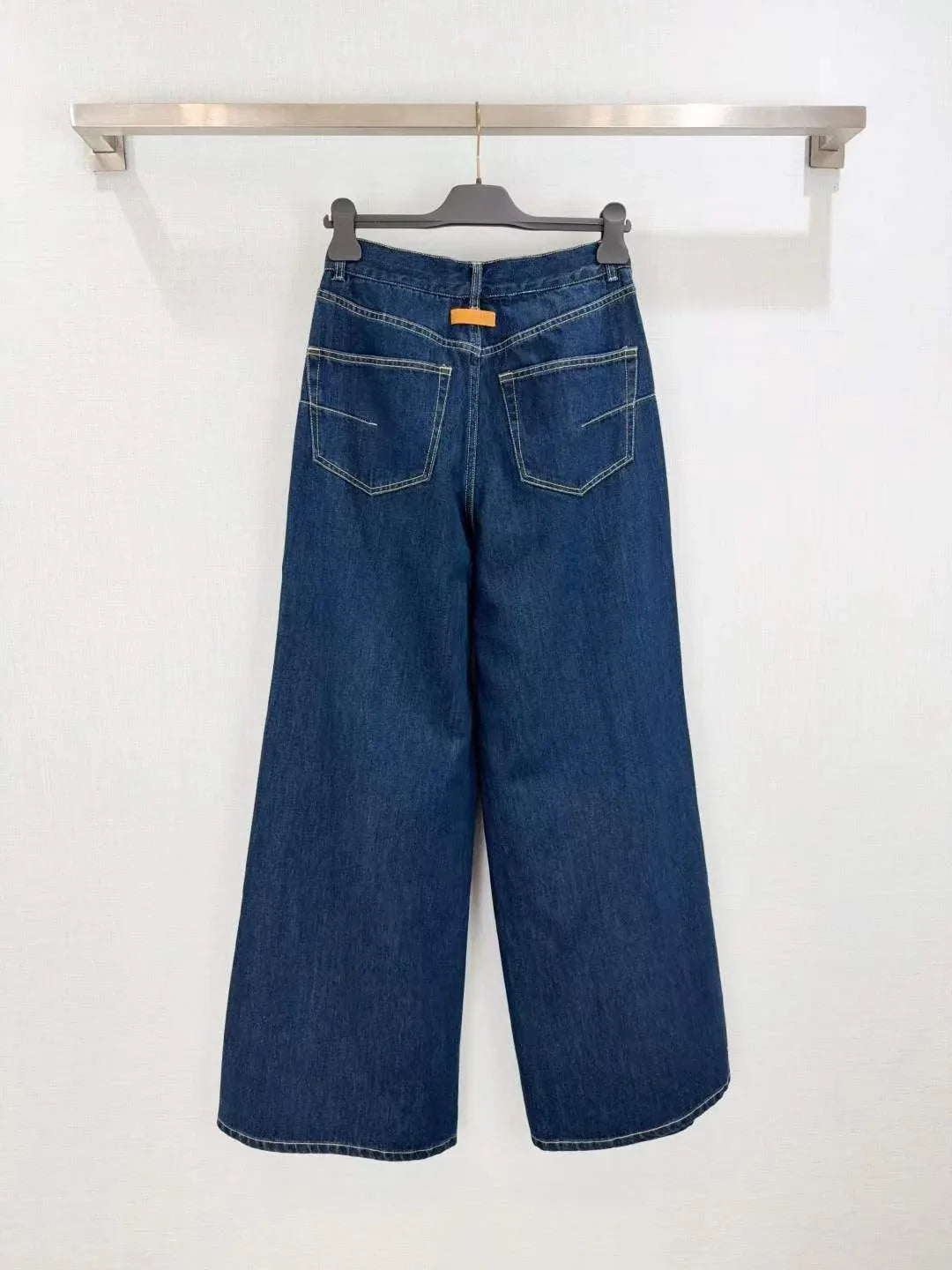 Women's Asymmetric Wrap Jeans with Contrast Stitch Detailing and Curved Pockets - SenopekooCLO