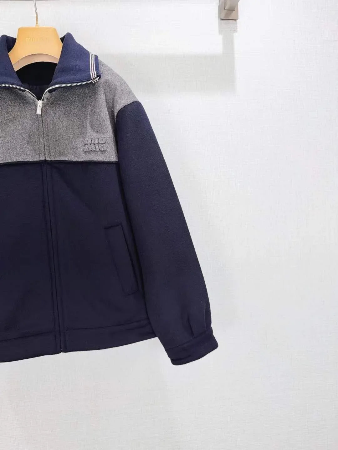 Women's Two-Tone Puffer Jacket with Stand Collar and Contrast Paneling - SenopekooCLO