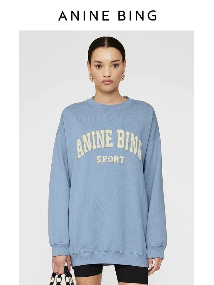 Anine Bing Women's Sport Chenille Logo Oversized Sweatshirt