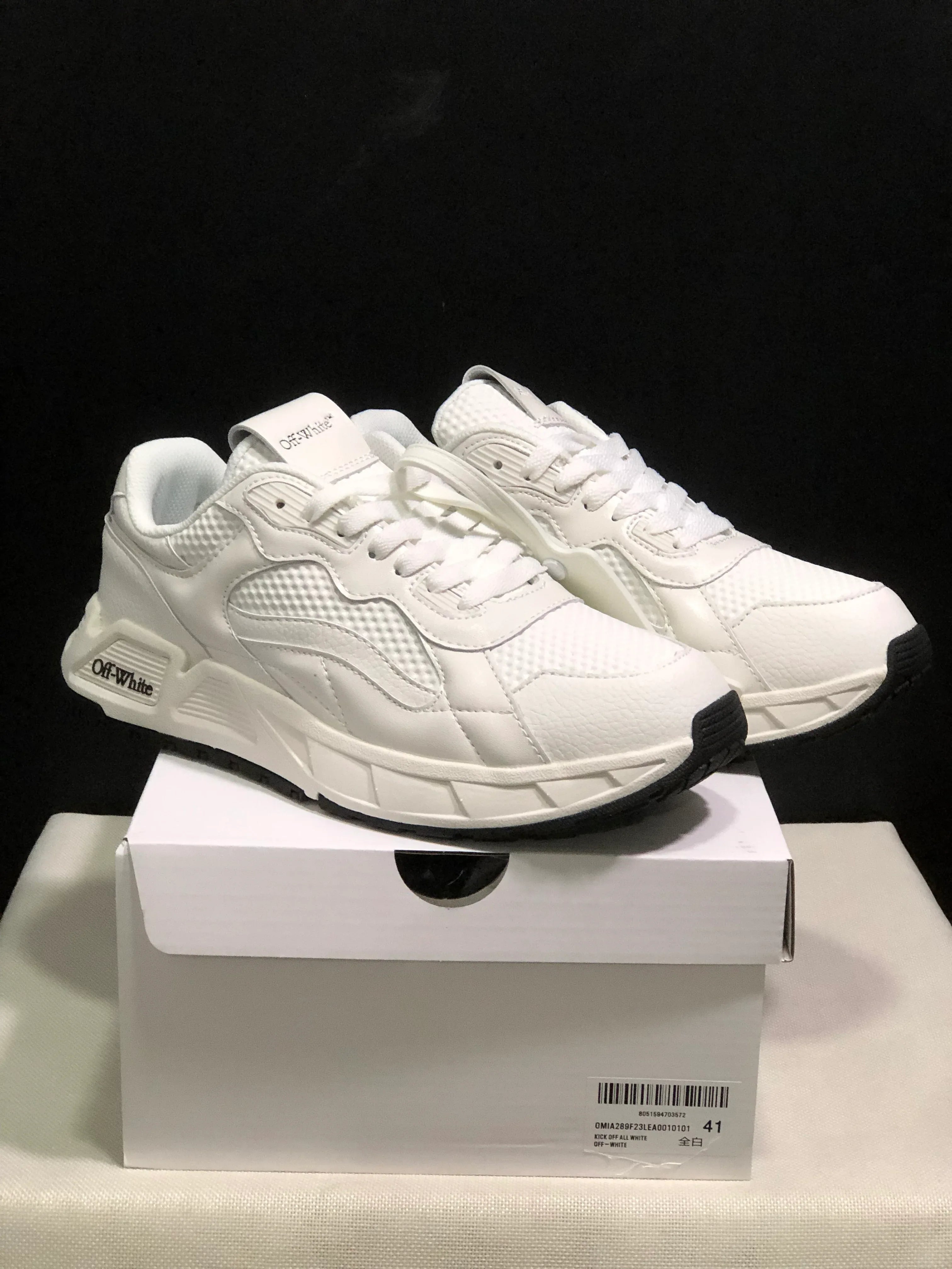 OFF WHITE Kick Off Leather Sneakers - SenopekooCLO