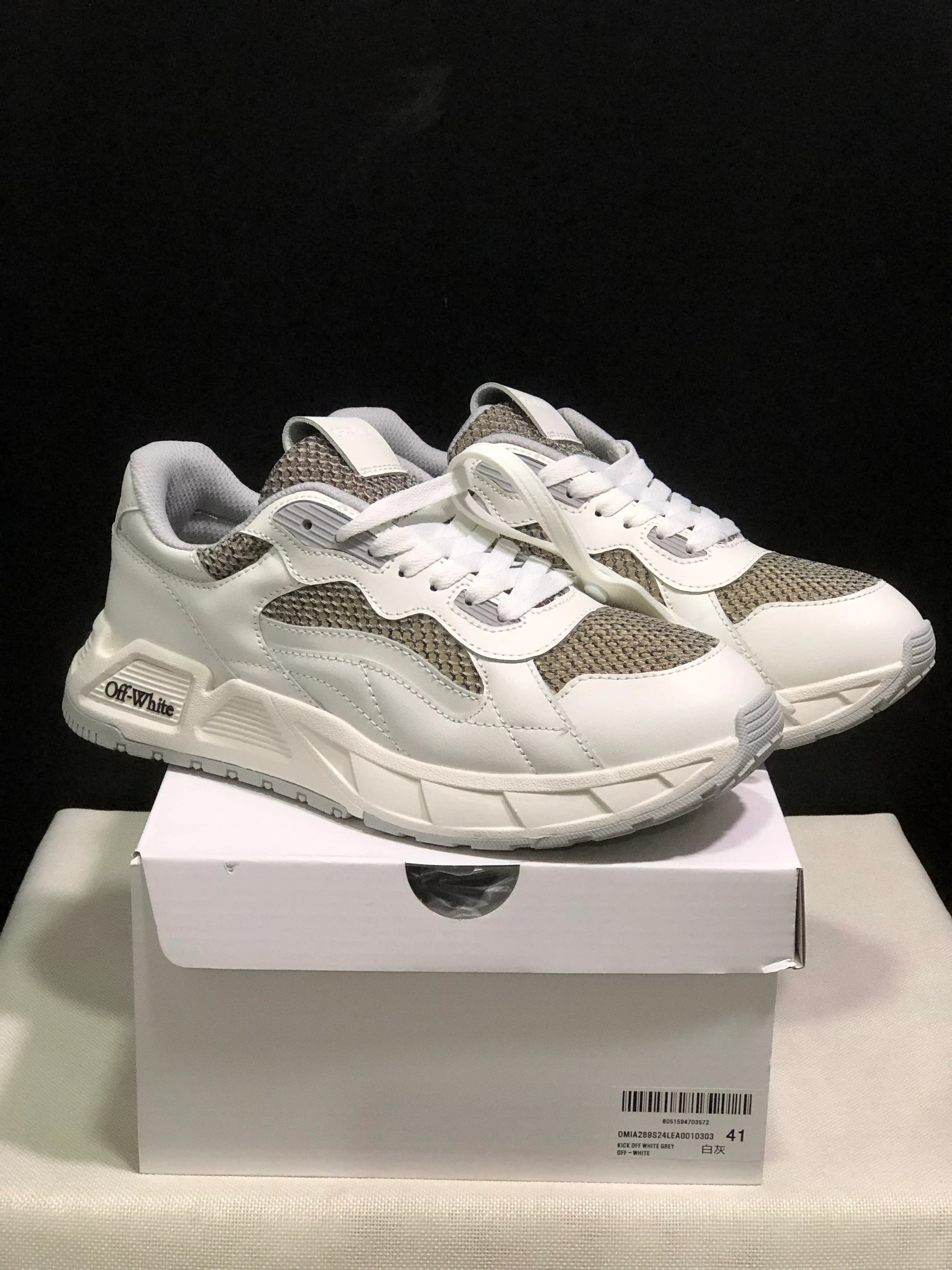 OFF WHITE Kick Off Leather Sneakers - SenopekooCLO