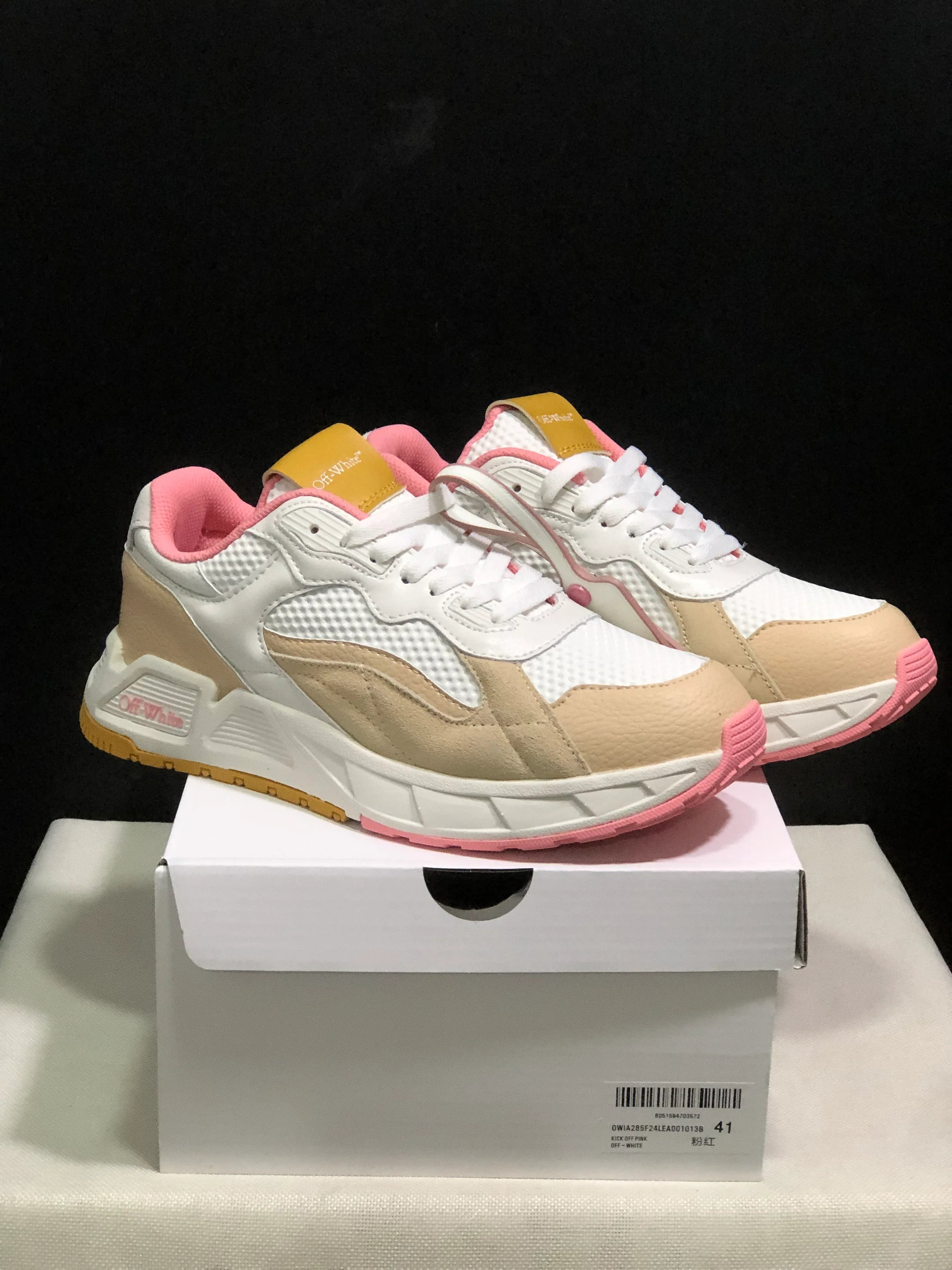 OFF WHITE Kick Off Leather Sneakers - SenopekooCLO