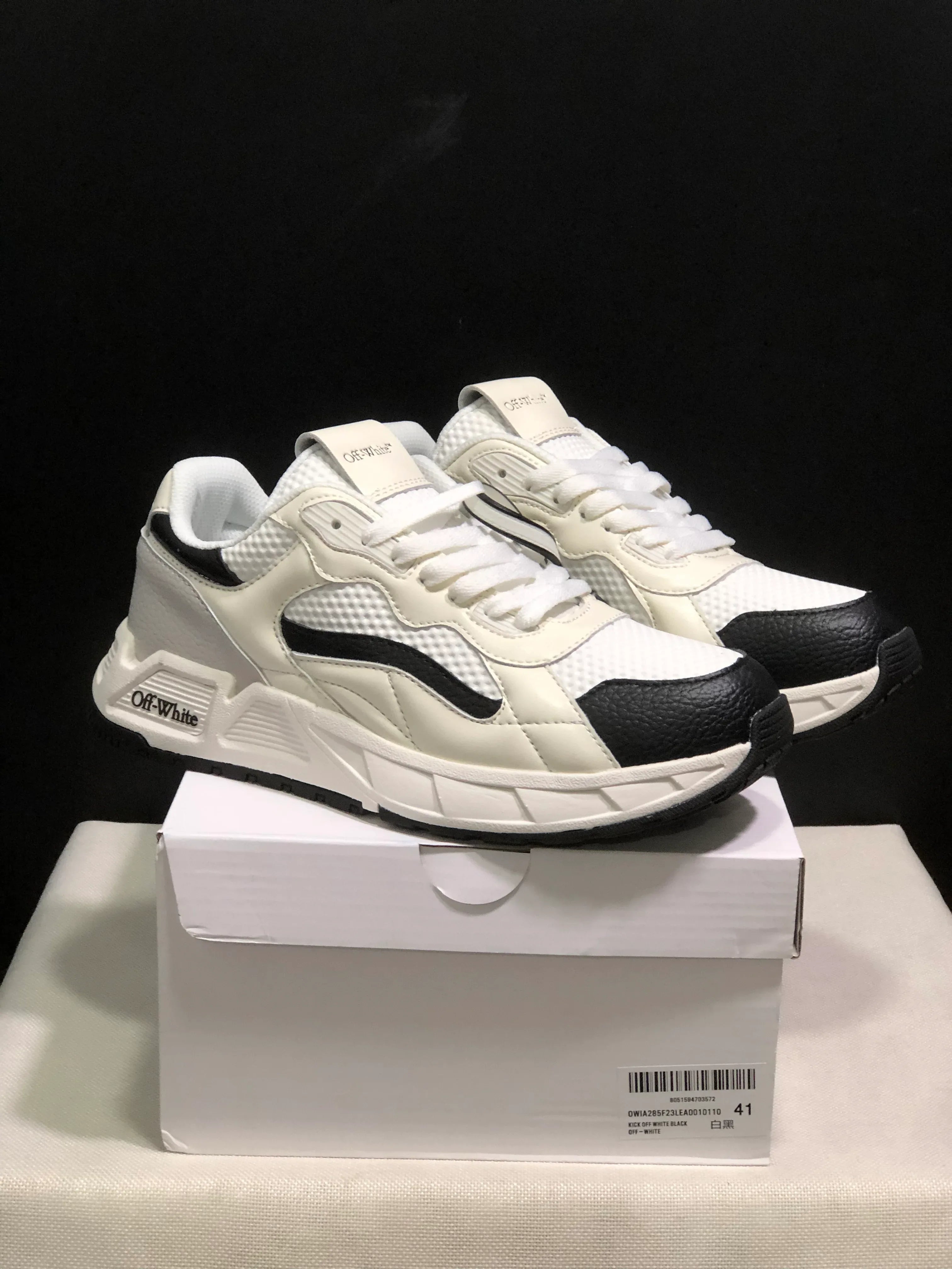 OFF WHITE Kick Off Leather Sneakers - SenopekooCLO