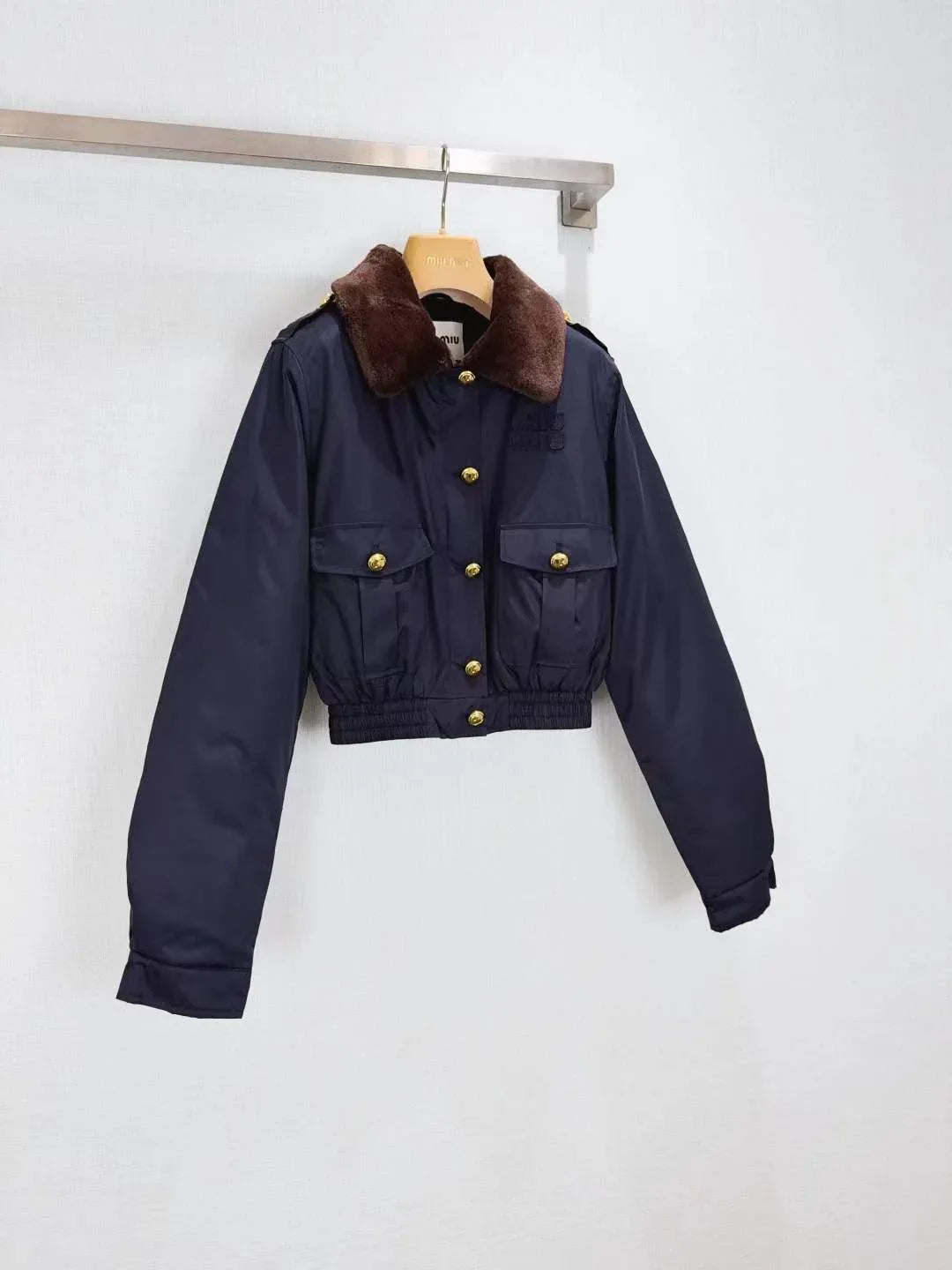 Women's Luxurious Winter Coat with Plush Fur Collar and Metallic Accents - SenopekooCLO