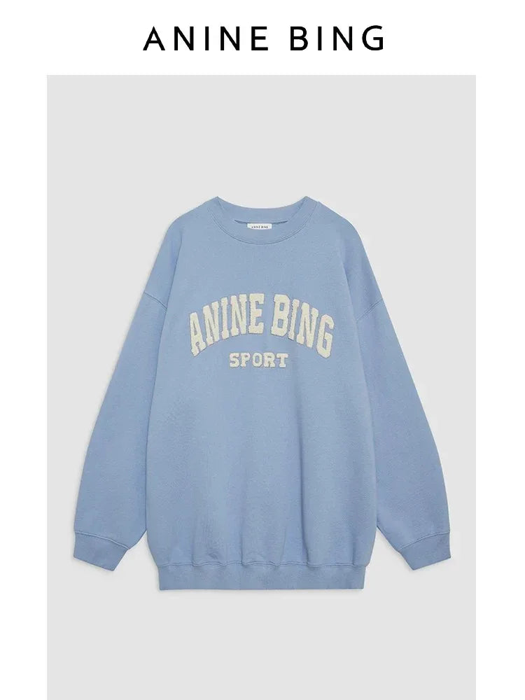 Anine Bing Women's Sport Chenille Logo Oversized Sweatshirt