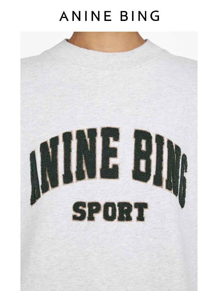 Anine Bing Women's Sport Chenille Logo Oversized Sweatshirt