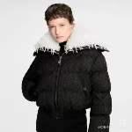 Women's Cozy Cropped Puffer Jacket with Plush Faux Fur Trim Hood - SenopekooCLO