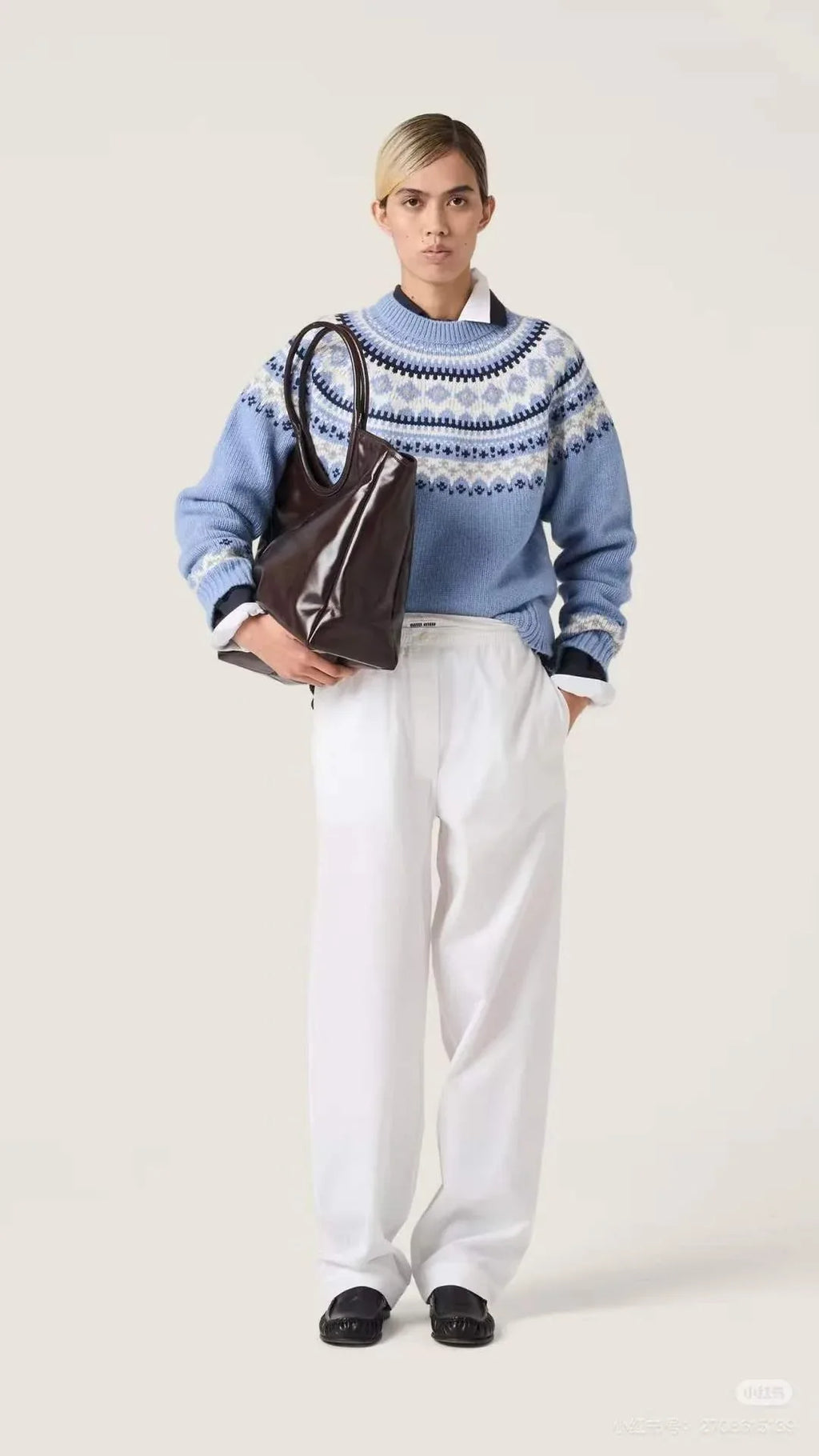 Unisex Fair Isle Knit Sweater with Geometric Patterns and Soft Cotton Blend - SenopekooCLO