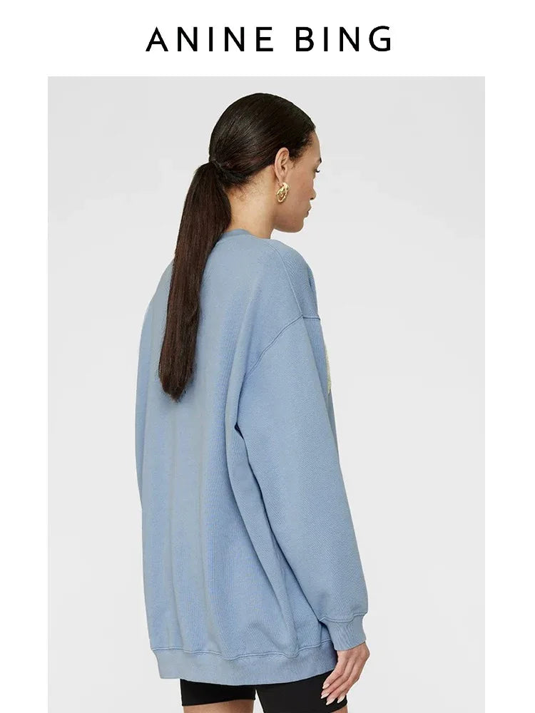 Anine Bing Women's Sport Chenille Logo Oversized Sweatshirt