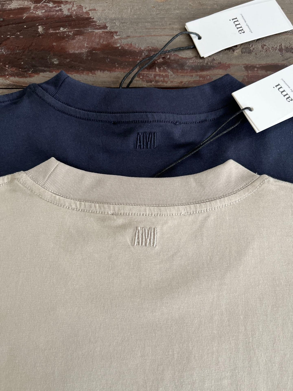 AMI Paris Men's Chenille Logo Relaxed Cotton Tee